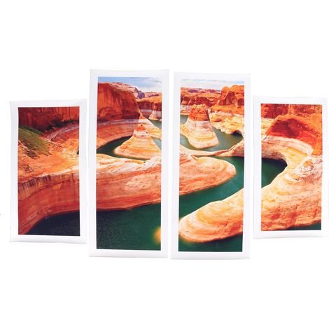 Ensemble de 4 tableaux sur toile sans cadre représentant une vallée, parfaits pour la décoration murale de votre chambre, salon ou bureau. (1/5)
