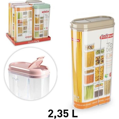 1 Pezzo Barattolo Recipiente da Cucina Totem in Plastica 2350 ml 3 Colori (1/3)