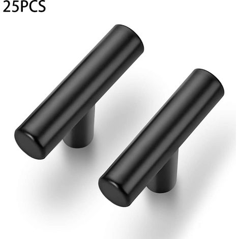25er-Pack Küchenschrankgriffe aus mattschwarzer Zinklegierung, 5 cm lang