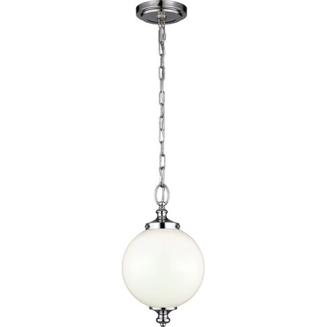 Elstead Parkman - Luminaire suspendu à 1 ampoule, petit globe, nickel poli, E27 (1/4)