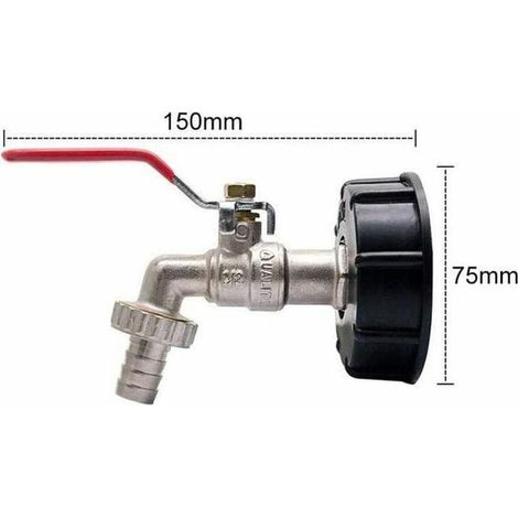 Adaptateur IBC 1000 l Adaptateur de réservoir IBC Adaptateur de réservoir S60X6 pour robinet de jardin en laiton 1,27 cm Raccord de tuyau d'huile carburant (1/4)