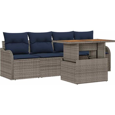 Garden Sofa Set 5 pcs Grey and navy blue vidaXL (1/5)
