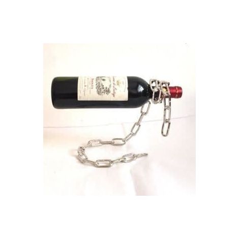 Porte-bouteille - Chaîne - Argent - Fer - 20 x 6 cm - Cadeau original (1/4)