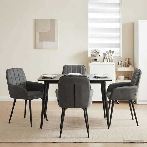 vidaXL Sillas de comedor 4 uds. Terciopelo Gris oscuro (1/5)