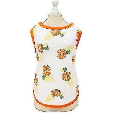 Gilet d'été pour chien, imprimé fruits mignons, t-shirt pour chiot, idéal pour les petits chiens de type Poméranien ou Teddy, tailles XS à 2XL, orange. (1/5)