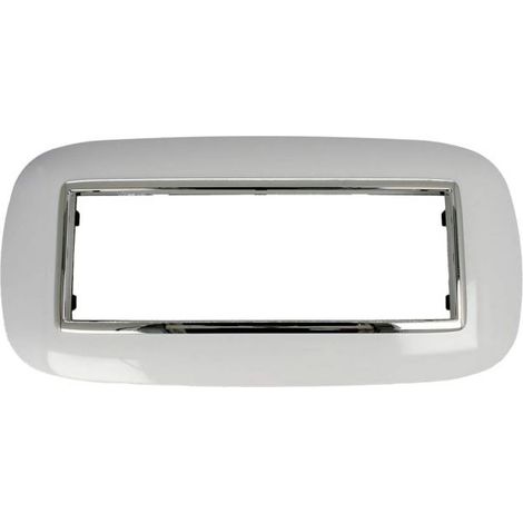 Placca Oval 506 6M Moduli Bianco Compatibile con Bticino Axolute (1/4)