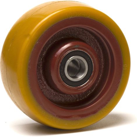 Roue polyuréthane jante fonte 100 x 40 alésage 15 longueur de moyeu 40 mm (1/2)