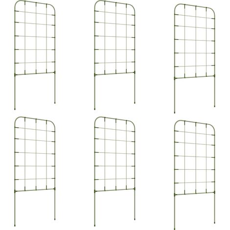 Set mit 6 grünen Pflanzenstützen aus Stahl – Metallstangen – 40 x 90 cm – Für Kletterpflanzen und Rosen