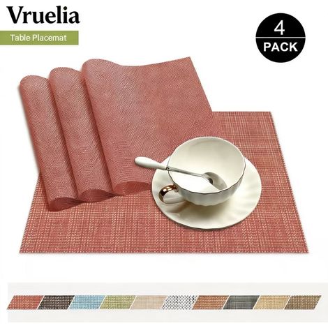 Lot de 6 sets de table gris PVC antidérapants isolants - 30x45cm - lavables vintage (1/5)