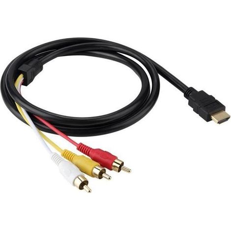 Câble HDMI Mâle vers 3 RCA Audio Vidéo Câble AV 1,5 mètres Compatible HDTV 1080P - Connecteurs Plaqué Or