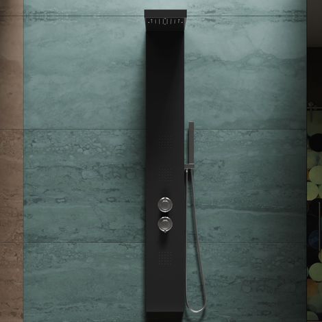 Colonna doccia pannello idromassaggio effetto cascata miscelatore termostatico YH8120 GRECIA Nero (1/2)