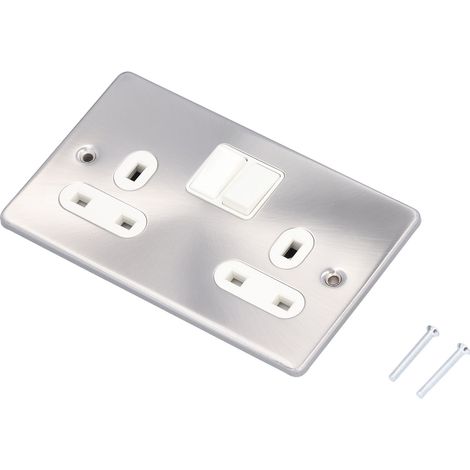Britische Standard-Doppelwandsteckdose mit Schalter und Zubehörnetzteil 250 V 13 A (1/5)