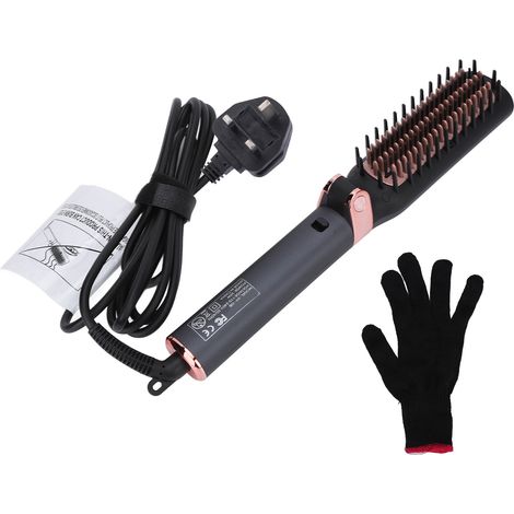 Peigne Chauffant Électrique Pliable, Poignée Ergonomique, Boucles et Lisseur Double Usage, 110-240V Prise UK pour Salon de Coiffure (1/5)