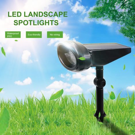Projecteurs solaires LED pour jardin, étanches IP65, avec allumage et extinction automatiques. Idéaux pour décorer votre terrasse ou votre patio.