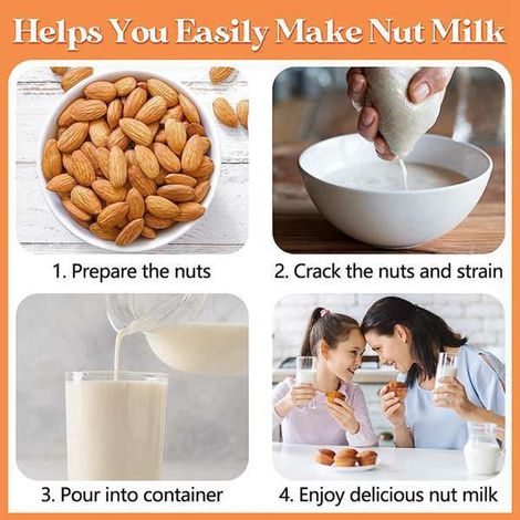 12 colours: White Material: Nylon Bag for nuts and milk Reusable, suitable for food contact. (1/5)