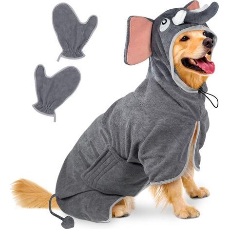 Microfiber Dog Bathrobe, Absorbent, Adjustable, Winter Bath/Swimming Towel (1/5)