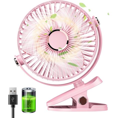 Ventilateur Pince Petit Ventilateur de Bureau Mini Ventilateur USB Silencieux, 5 Vitesses Rotation 720°, 5000mAh Rechargeable (1/5)