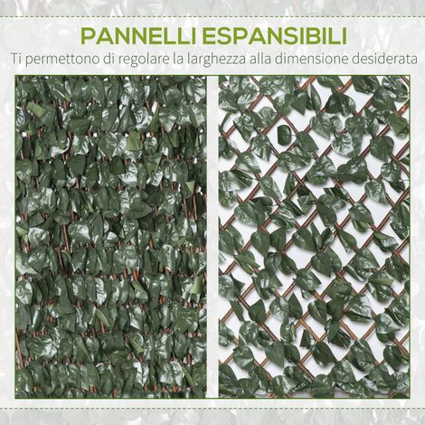 Panneau de haie synthétique extensible 200x100cm, lot de 8 brins de feuillage vert pour balcon, jardin et décoration extérieure (1/5)
