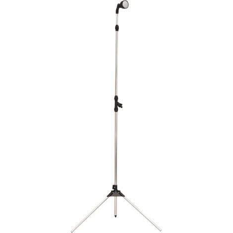 Douche de jardin Avec trépied et hauteur réglable 1,65 à 2,10 m Tête de pulvérisation Idéale pour les piscines et les terrasses Noire