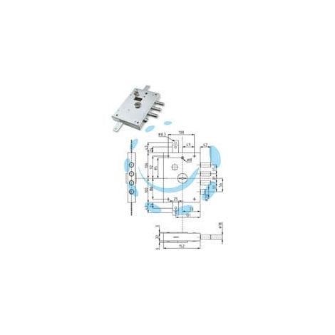 SERRATURA TRIPLICE APPLICARE CON SCROCCO DOPPIA MAPPA BLIND. HEAVY - mm.73 DX (IMB 7141 1 DE) in busta