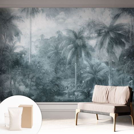 Carta Da Parati In Vlies Decorativa Per Pareti - Con Motivi Moderni - Con Colori Intensi - Per Ufficio vegetazione tropicale 312x219 cm (1/5)