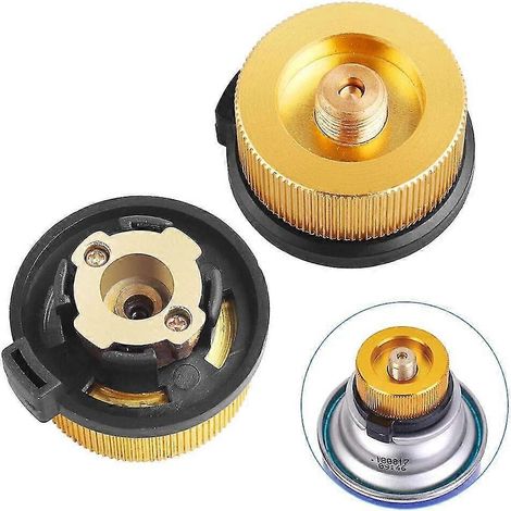 2er-Pack Camping-Gasadapter mit automatischer Abschaltfunktion für Butangasflaschen zum Anschrauben von Gaskartuschen