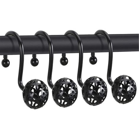 Crochets métalliques en acier inoxydable pour rideau de douche, crochets pour tringle de douche (1/5)