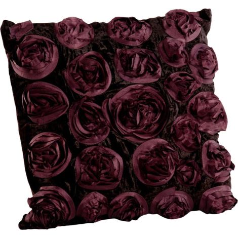 Cuscino in velluto marrone con rose, 50x50 cm