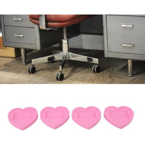 Lot de 4 coupelles universelles en caoutchouc à motif cœur rose, pour la protection et le faible bruit des meubles (1/5)