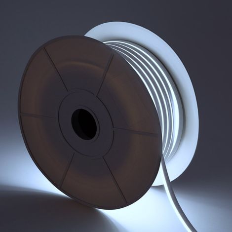 Tira LED Neón 24V Bobina 50m 9.5W/m Corte 5cm IP65 NFLEX6 Blanco Frío