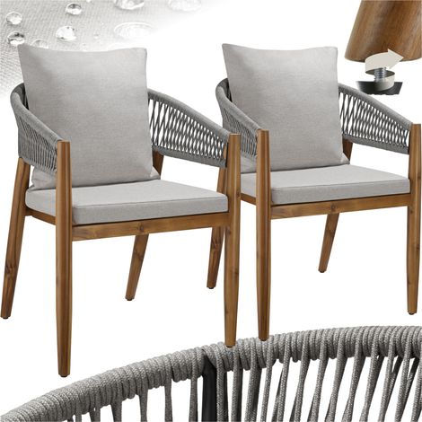 Lot de 2 chaises jardin au design corde housses déperlantes grège