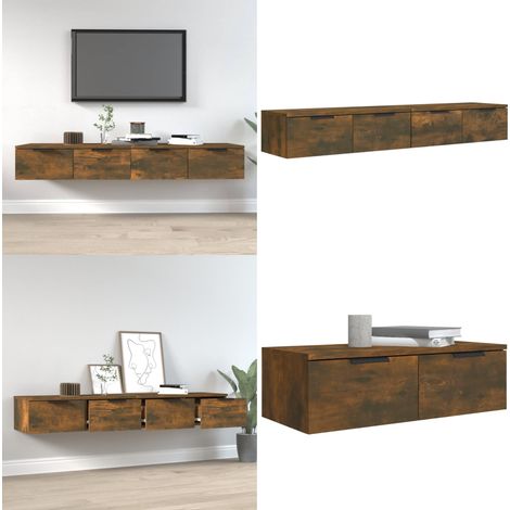 Wandschränke 2 Stk. Räuchereiche 68x30x20 cm Holzwerkstoff - Wandregal - Regal - Hängeschrank - Holzschrank - Küchenregal - Home & Living (1/5)