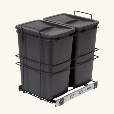 Cuisissimo – Poubelle tri sélectif double compartiment 2 x 35 litres – Poubelle manuelle coulissante sous évier – Meuble sous évier 40 cm min
