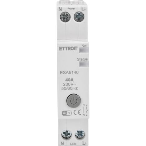 ETTROIT ESA5140 Smart Tuya Wifi-Schalter 40A auf DIN-Schiene 1M 1P 220V, Steuerung per App