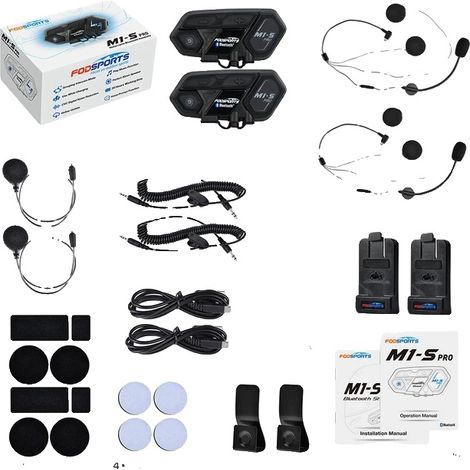 Casque de protection, connectivité Bluetooth, design étanche, 2 Pcs Intercom Sets (1/2)