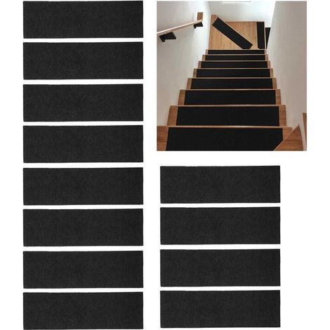 Set da 12 pezzi di tappetini antiscivolo in legno per scale, tappeto antiscivolo, tappeto autoadesivo per scale, tappetino antiscivolo per scale (1/5)