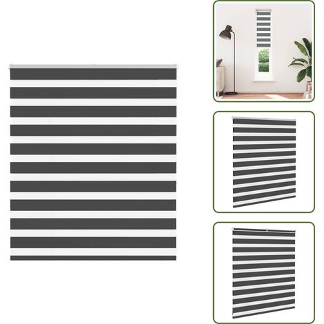 Store zèbre noir 120x100 cm largeur du tissu 115,9 cm polyester - Store Zébré - Stores Zébrés - Store À Enrouleur Zébré - Double Store À Enrouleur (1/5)