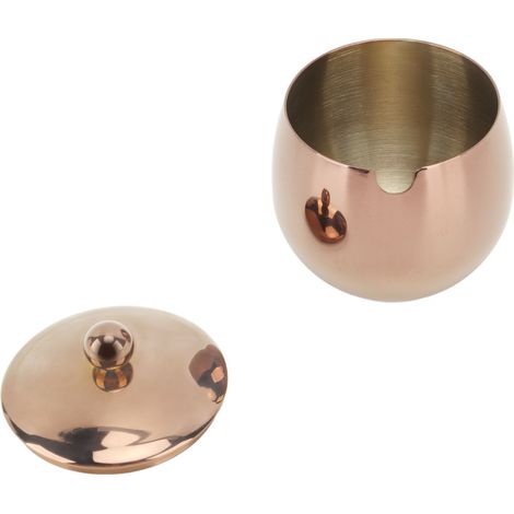 Grand sucrier/pot à épices en acier inoxydable avec couvercle, idéal pour ranger sel, bonbons et café. Compatible lave-vaisselle, couleur or rose. (1/5)