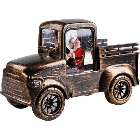 Veilleuse de Noël vintage en forme de voiture, cuivre antique, lampe décorative rétro pour les fêtes