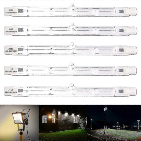 Faro alogeno lineare da 25-26 pollici, cinque lampadine alogene al tungsteno a risparmio energetico da 400 W e 118 mm, luce di sicurezza R7s J118 dimmerabile a 360° (1/2)