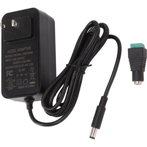Adaptateur Secteur AC 100-240V Vers DC 12V 3A Transformateur Multiprotection Pour Bande LED Fiche Américaine-KZQ (1/4)