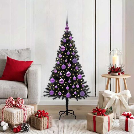 Weihnachtsbaum mit 150 LEDs mit Ständer Schwarz 120 cm PVC