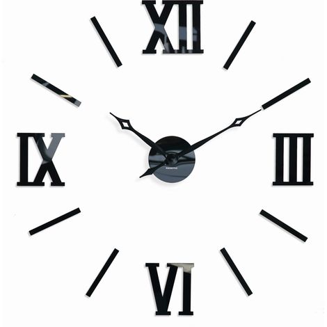 Reloj de pared adhesivo grande con números romanos (1/3)