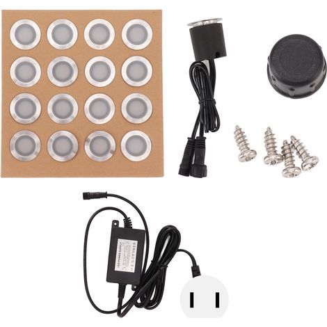 Lot de 16 Spots LED Encastrables Extérieur Inox et PC IP67 Lumière Chaude 3000K pour Jardin Terrasse Escalier (1/5)