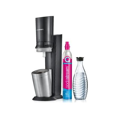 Machine à soda en métal et verre 0,615 L – Design élégant noir – Compatible cartouches 60 L – Préparez des boissons pétillantes – Sodastream