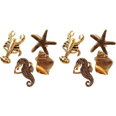 8 Pieces Series Shells Starfish Hippocampus Napkins Ring Model High Quality Hotel Napkins Buckle Napkins Ring Dining Room (1/5)