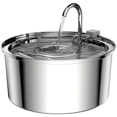 Pair - Distributeur d'eau automatique pour chiens et chats, 23x13cm, acier inoxydable, argent (1/5)