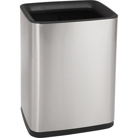 Poubelle carrée sans couvercle en acier inoxydable 410 double paroi 12L couleur argent spatial Corbeille à papier haut de gamme pour chambre d'hôtel, salon, bureau, cuisine (1/3)