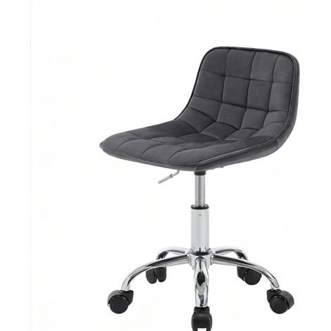 Silla de oficina giratoria regulable en altura de terciopelo gris oscuro con ruedas MODENUIT (1/5)