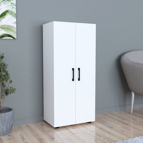 Armadio a 2 Ante Armadio Stretto con 4 Ripiani Mobile per Guardaroba Armadio da Ingresso Corridoio 108 x 49 x 32 cm - Bianco [en.casa] (1/5)